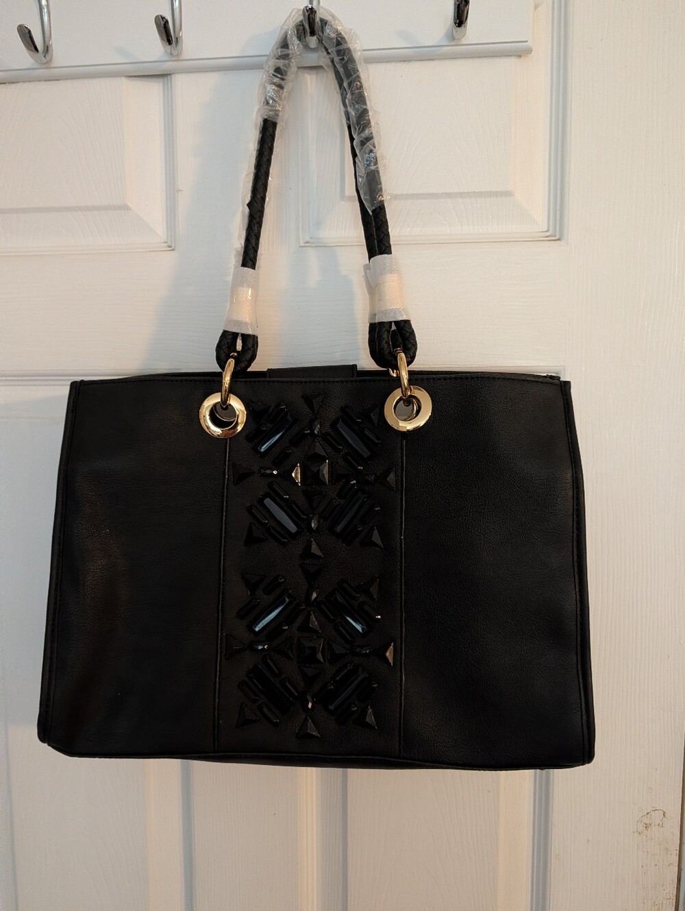 IMAN Black Embellished Women’s Tote Bag NEW